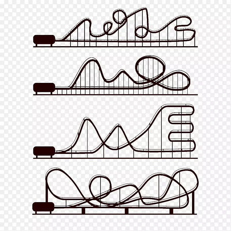 4款云霄飞车剪影矢量素材