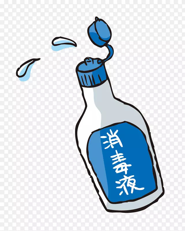 蓝瓶消毒液卡通手绘图