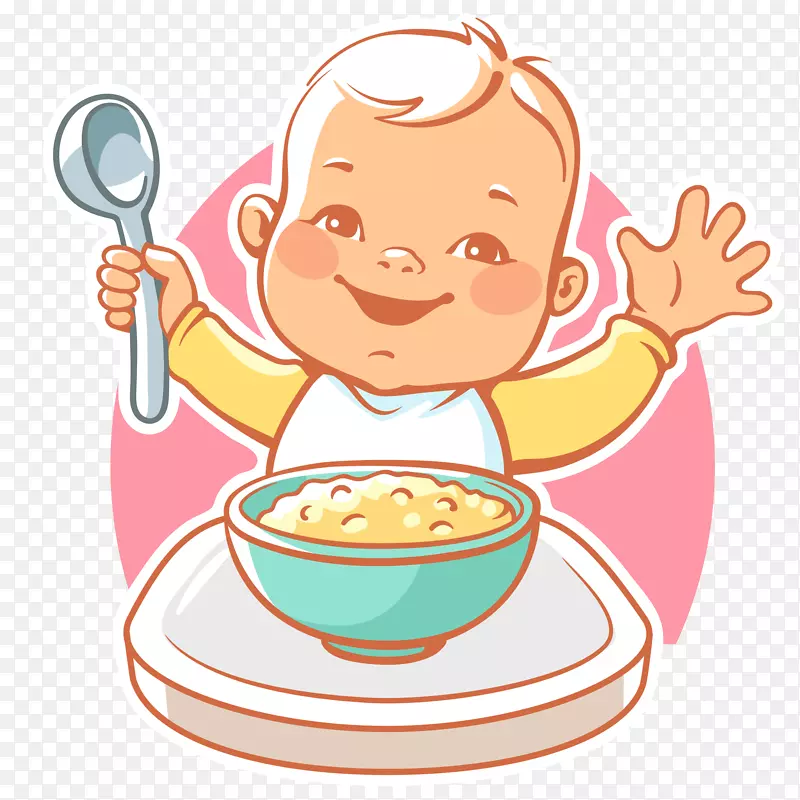 宝宝吃饭水彩插画