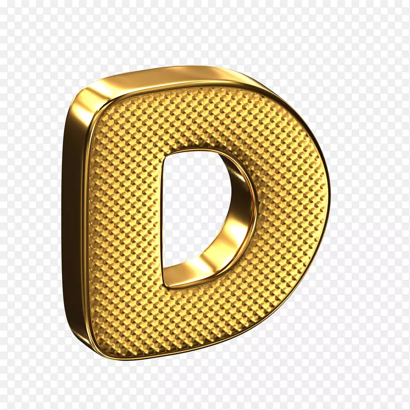 金色金属质感立体艺术字母D