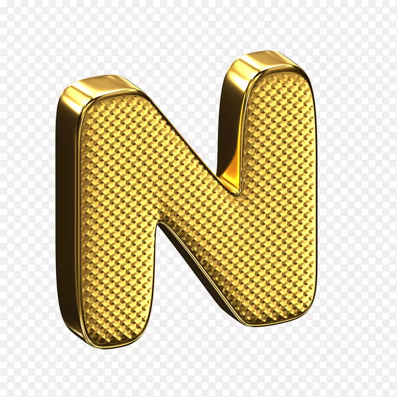 金色金属质感立体艺术字母N