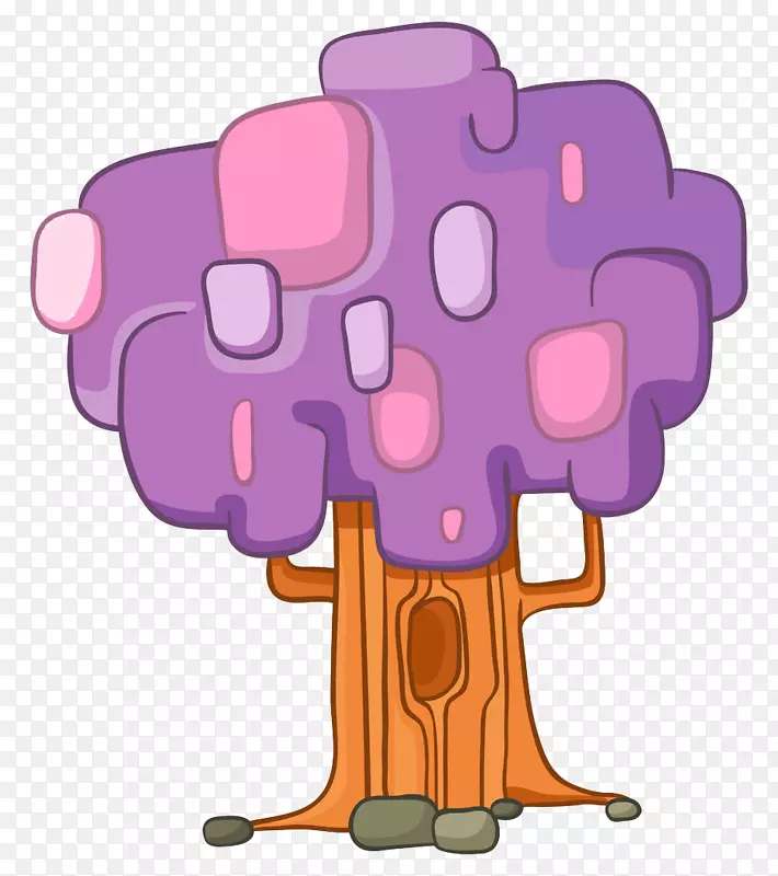 紫色几何手绘大树