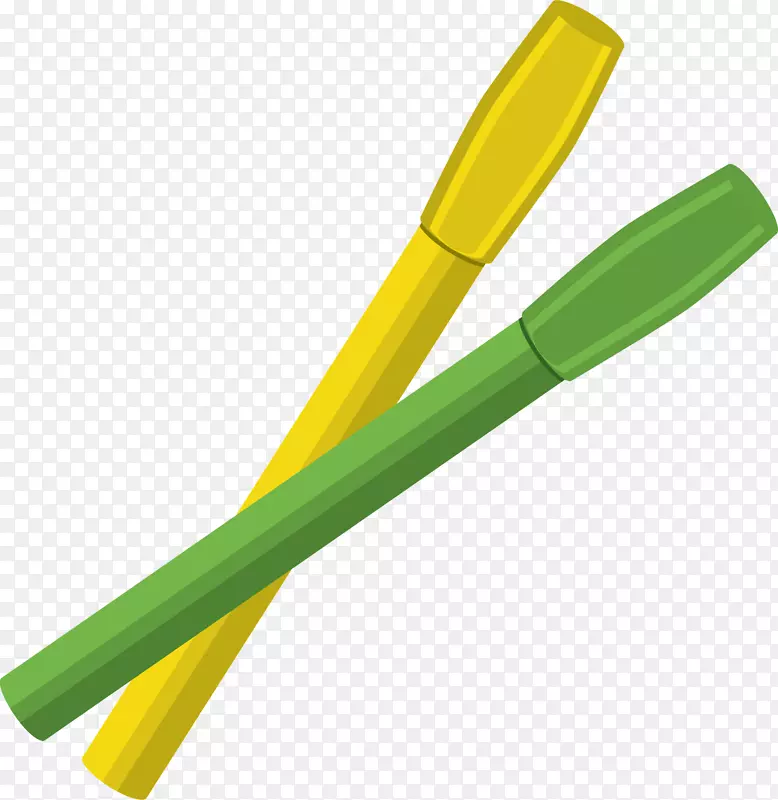 黄绿色矢量扁平圆珠笔