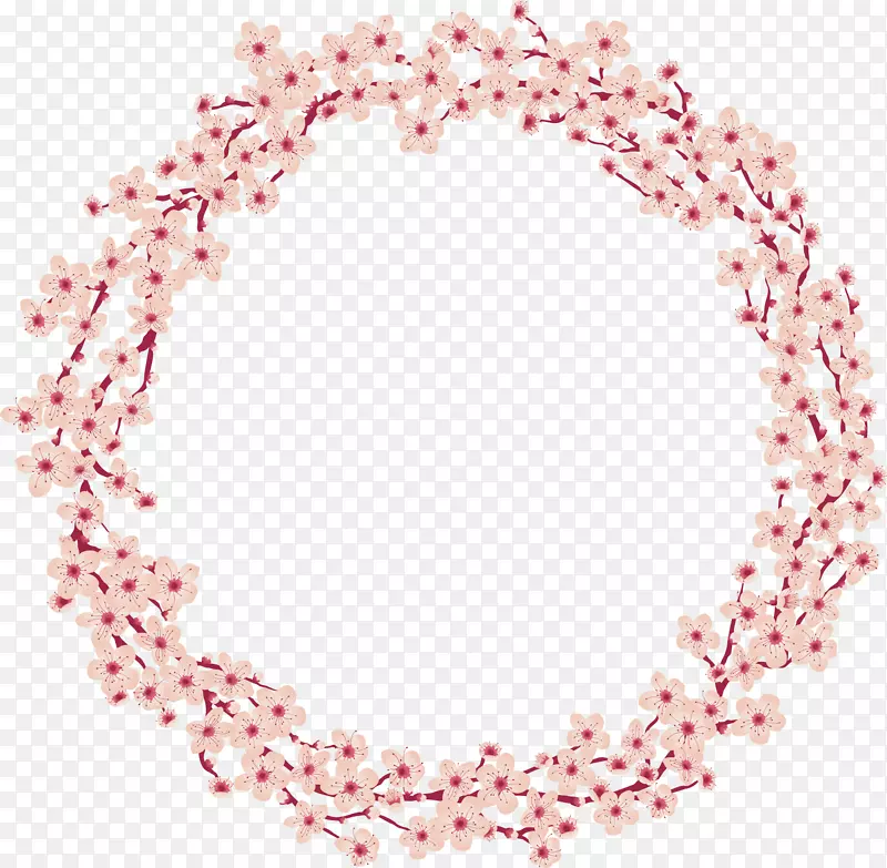 粉红梅花装饰花环