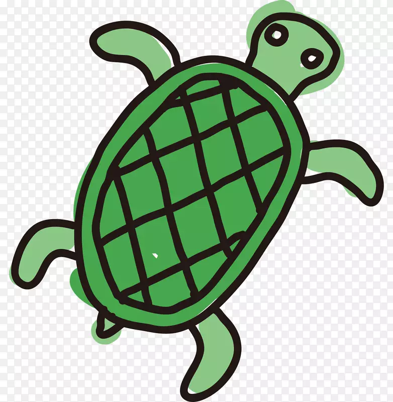 手绘卡通绿色乌龟