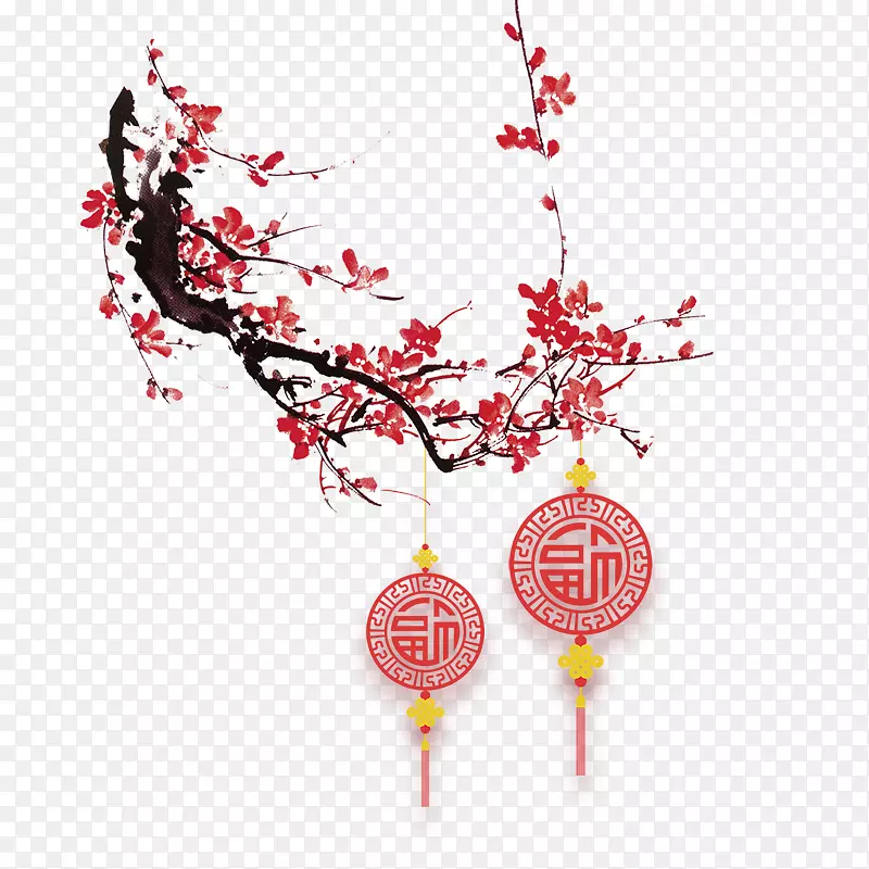 红色梅花中国结节日元素