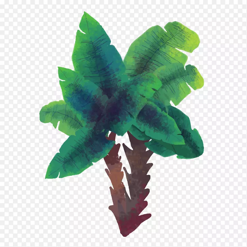 绿色水墨热带植物元素