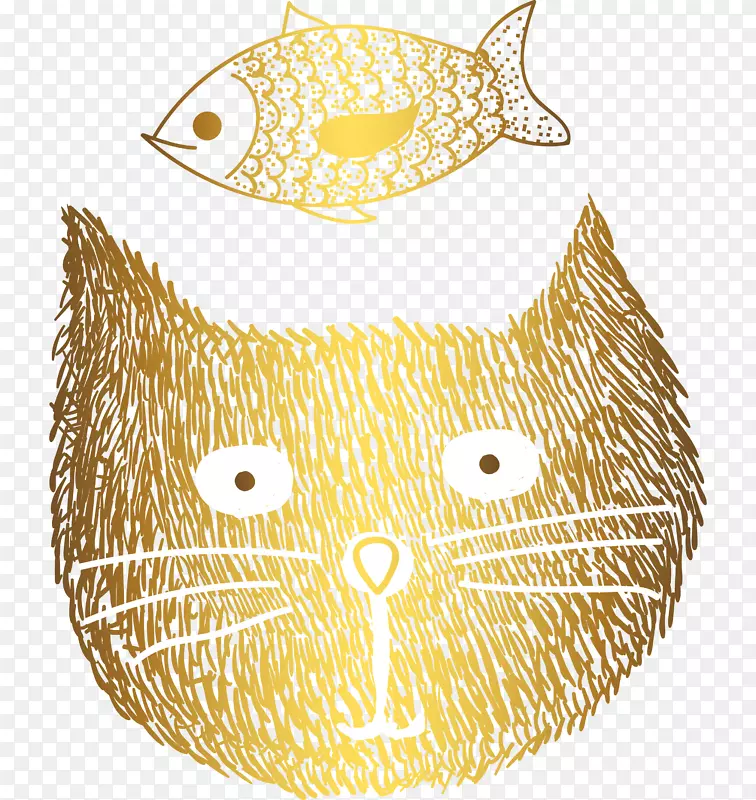 卡通手绘猫咪鱼儿