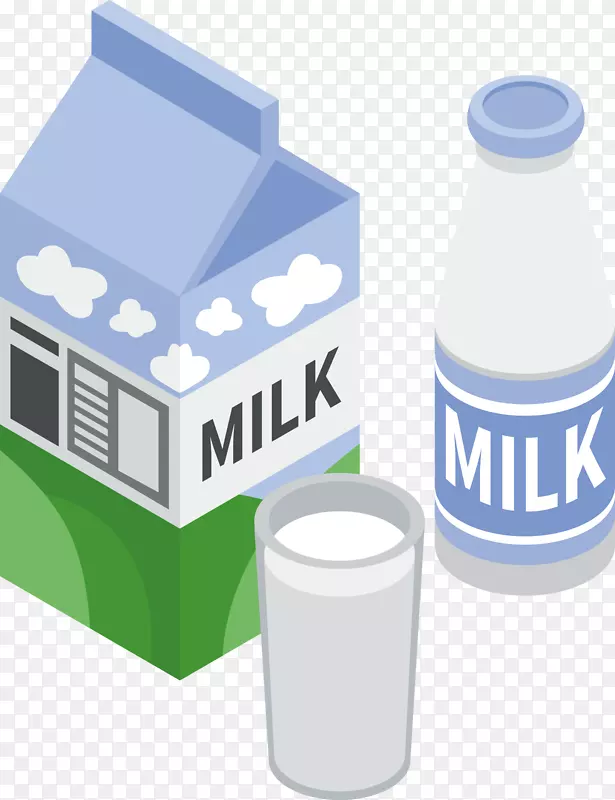 一盒矢量牛奶与一瓶牛奶