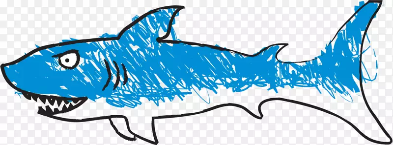 蓝色手绘可爱鲨鱼