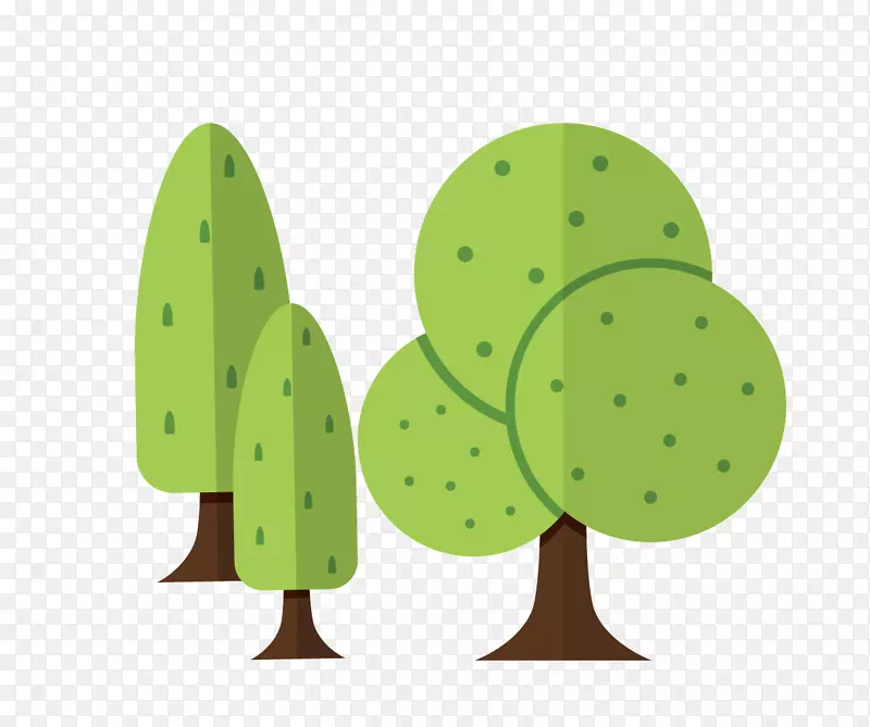 绿色植物树木树林卡通手绘