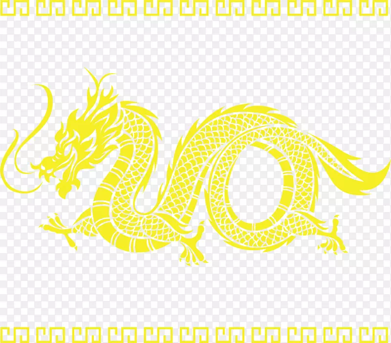 中国风黄色神龙花纹