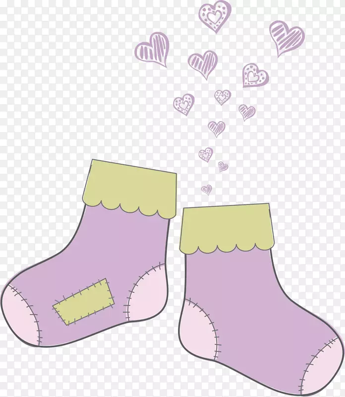 手绘紫色袜子爱心