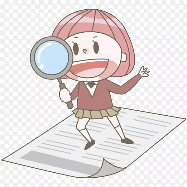 手绘拿着放大镜的女孩