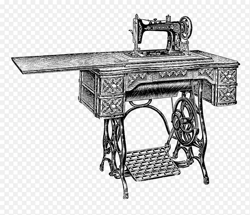 手绘老式缝纫机