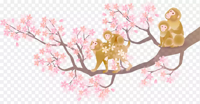 桃花树上的猴子