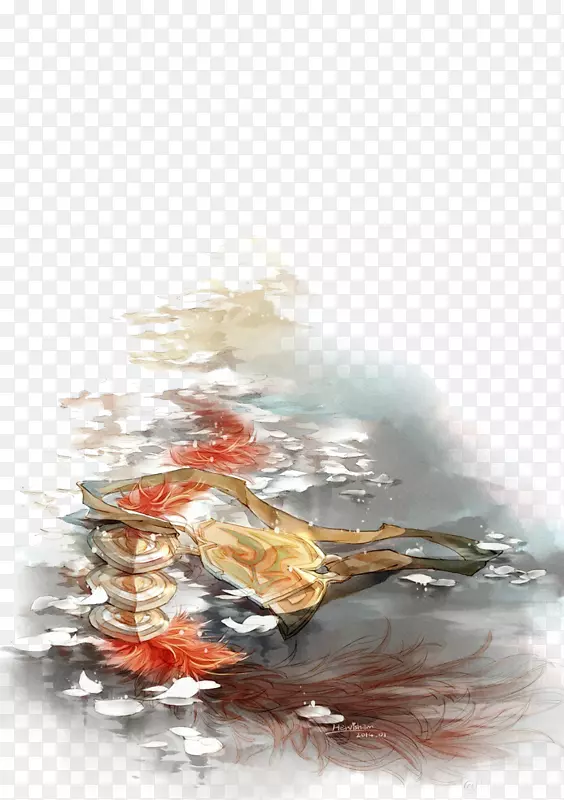古风唯美水彩插画PNG图片素材下载_图片编号7549075-PNG素材网
