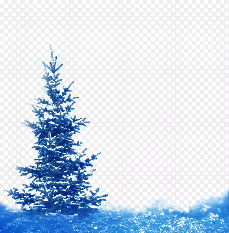 梦幻蓝色雪花松树节日装饰