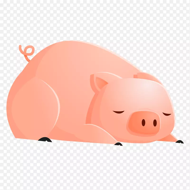 粉色圆弧小猪趴着元素