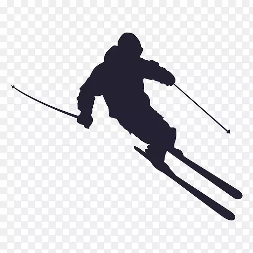 手绘滑雪橇的人轮廓图PNG