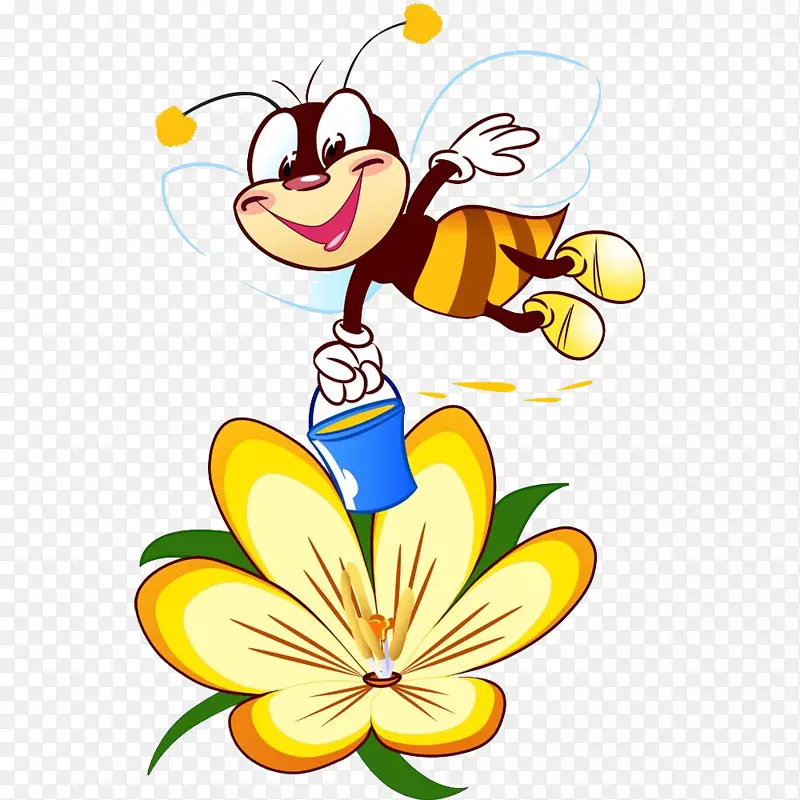 卡通可爱小蜜蜂采花蜜