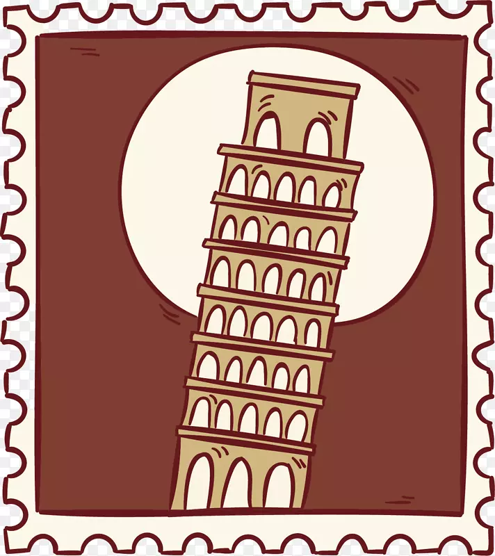 矢量图邮票上的比萨斜塔