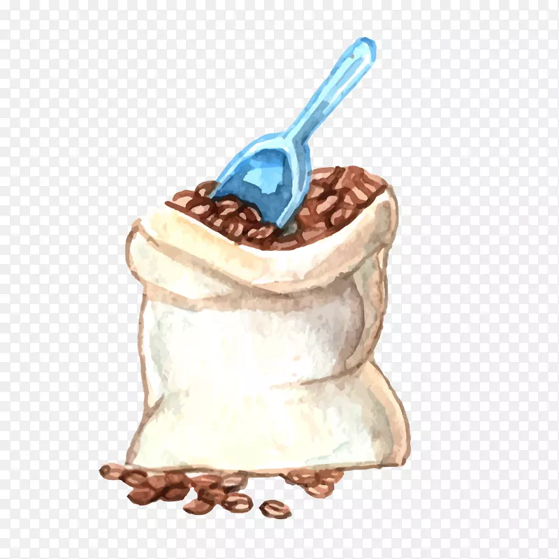 麻袋里的咖啡豆手绘图