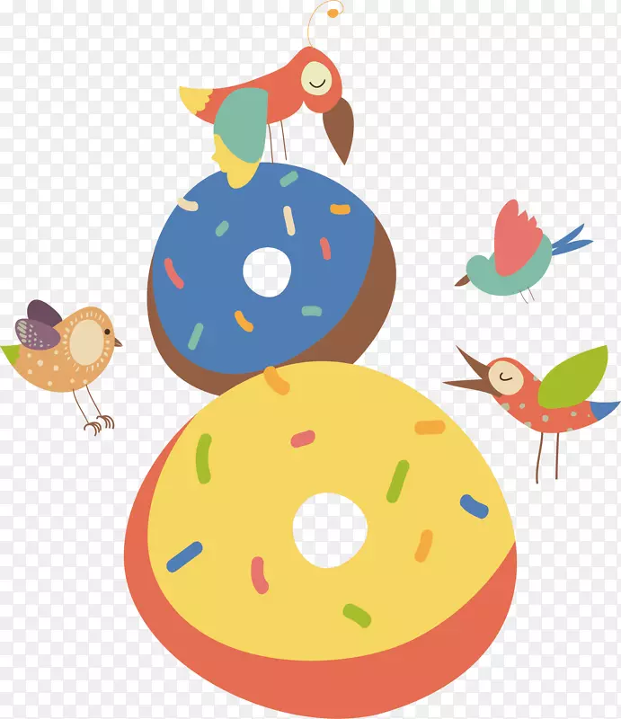 矢量图甜甜圈和小鸟