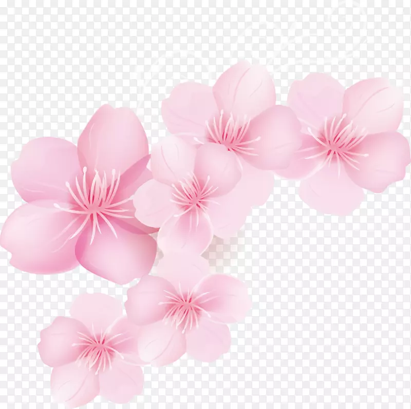 手绘清新粉色花朵矢量素材