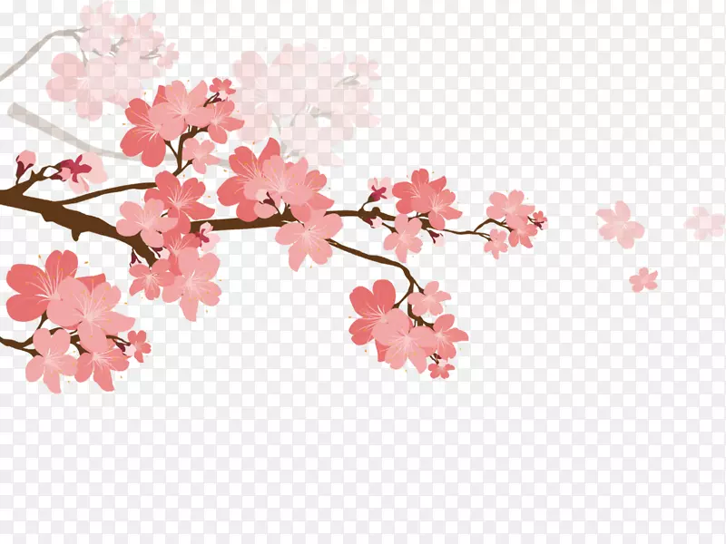 春天红色桃花装饰