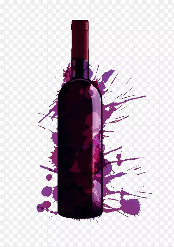 水彩画喷溅的红酒