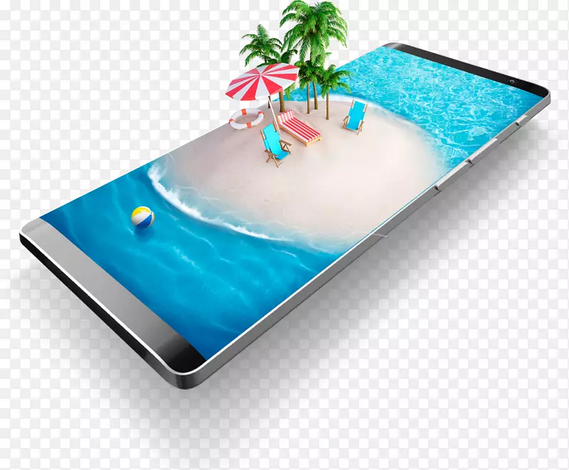 创意手机海边游泳池画面
