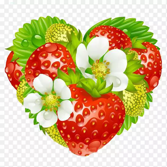 草莓鲜花叶子心形