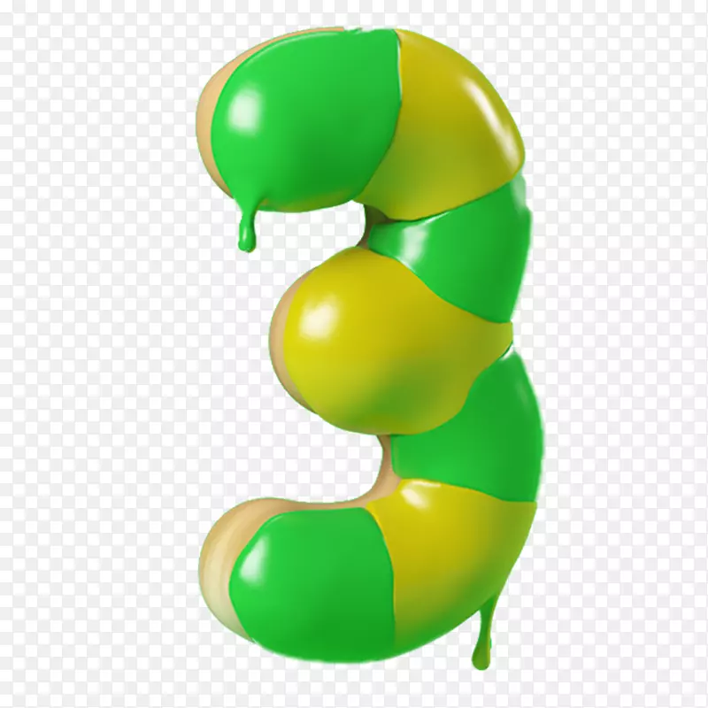 黄绿色数字3高清免抠甜甜圈卡通