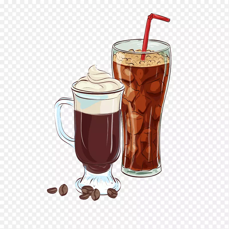 茶和可乐手绘图