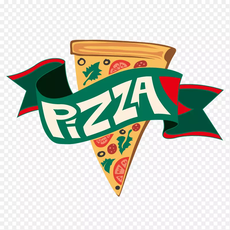 一片披萨pizza卡通手绘风西餐素材