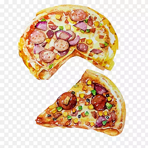 香菇披萨手绘画素材图片