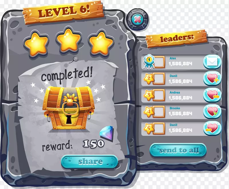 卡通游戏通关弹窗UI设计PNG图片素材下载_图片编号7562689-PNG素材网