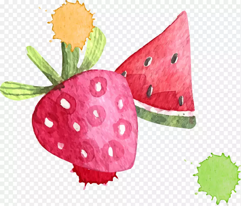 夏季水果手绘草莓西瓜