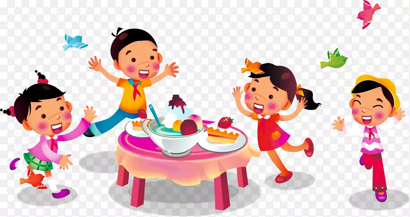 卡通儿童聚餐免抠PNG图片