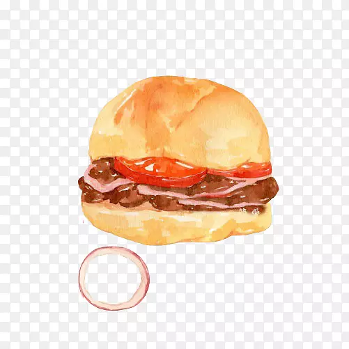 牛肉汉堡手绘画素材图片