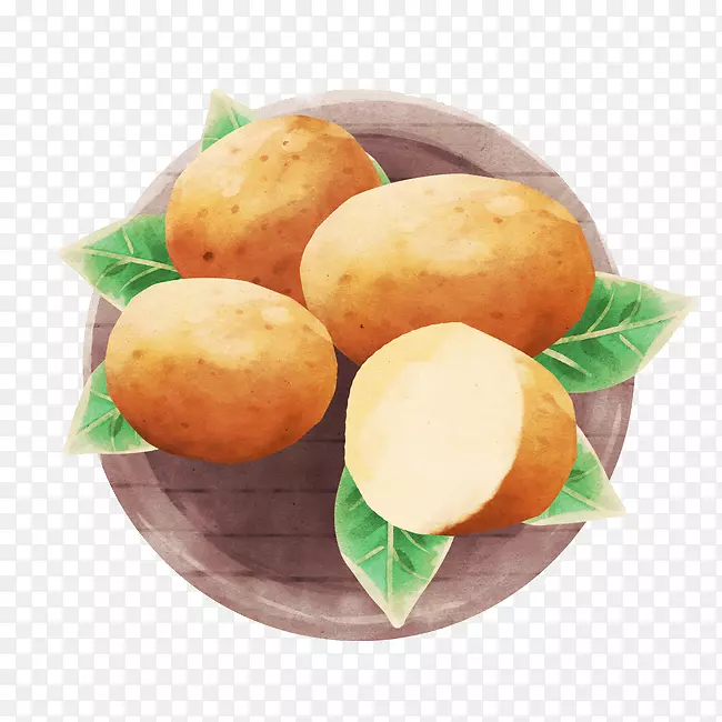 新鲜土豆水彩插画