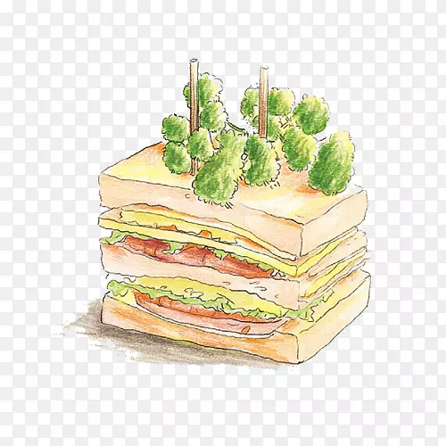 三明治食物创意绘画素材图片