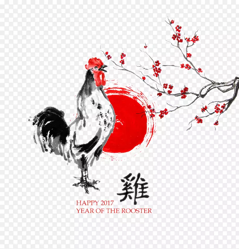 中国风水墨公鸡高清图片