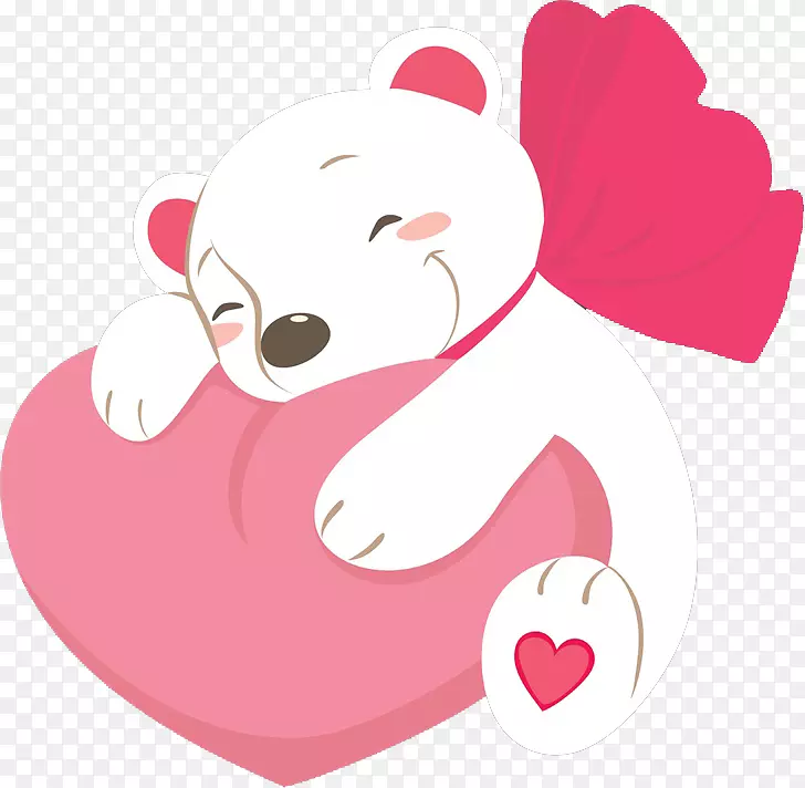 卡通抱着爱心的小熊免抠图