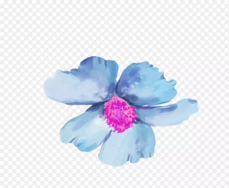 蓝色水彩花卉