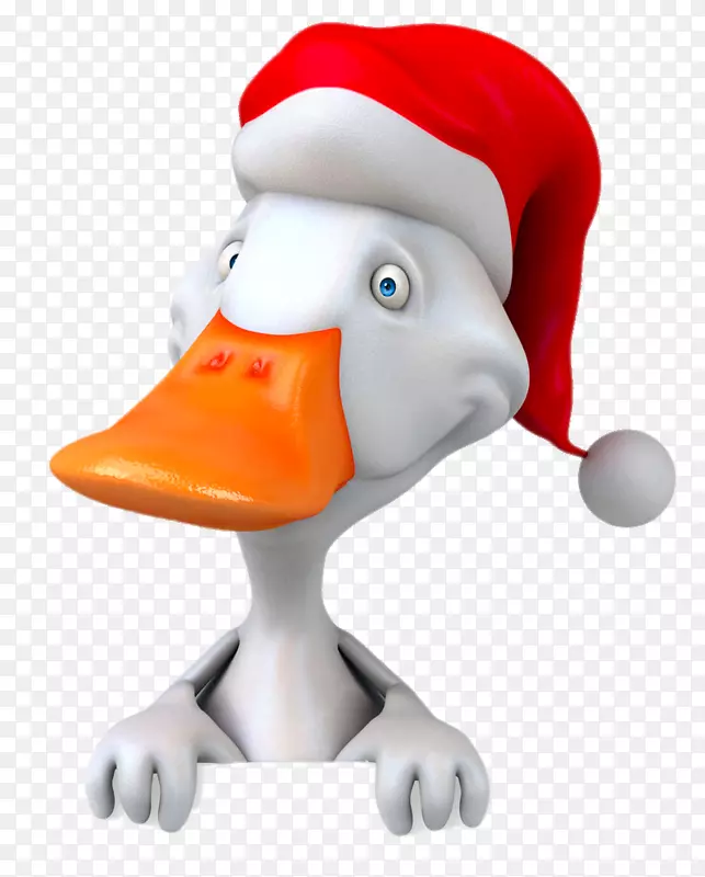 戴着圣诞帽的卡通鸭子