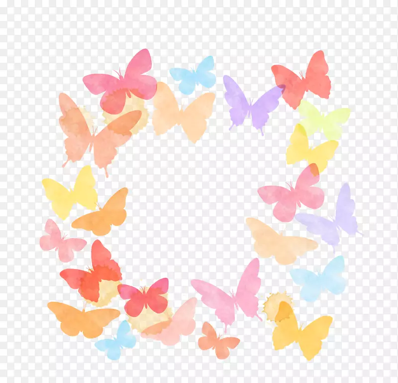 五彩缤纷的水彩蝴蝶