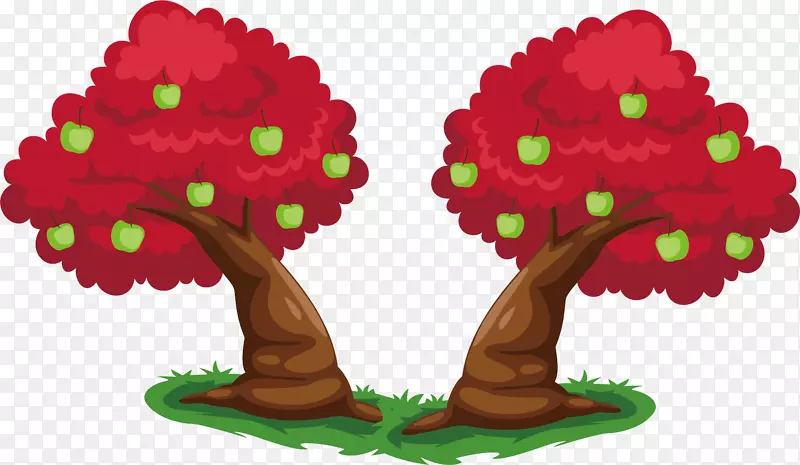 卡通水果果树矢量设计