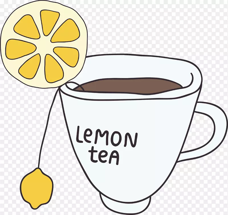 卡通矢量柠檬茶素材